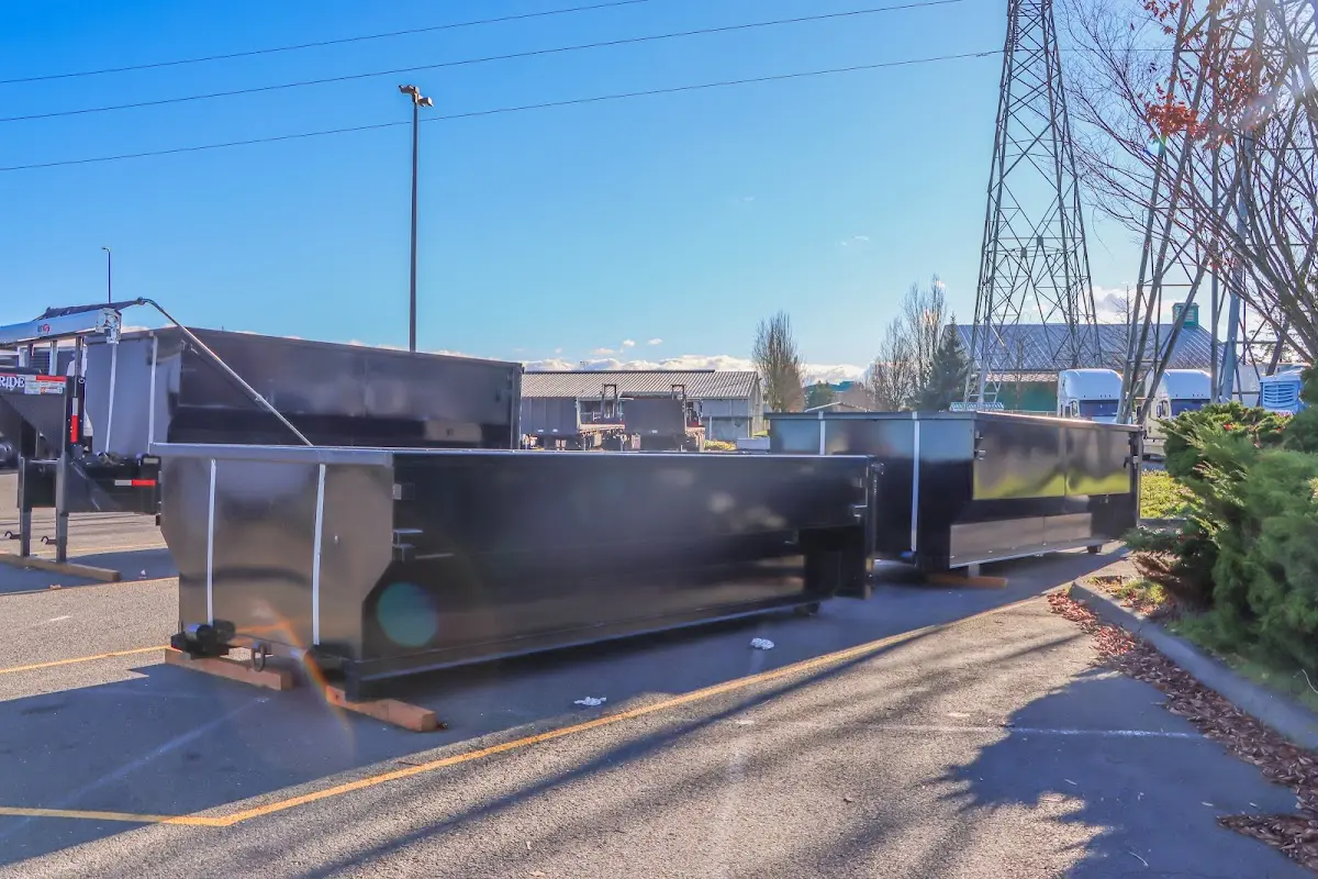 Roll-off dumpster ready for waste disposal at job site for 15 Yard Dumpster Rental in Potomac